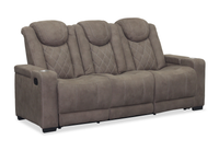 Sofa inclinable Venture de 83,5 po en suédine avec rangement, porte-gobelets et port USB - chocolat