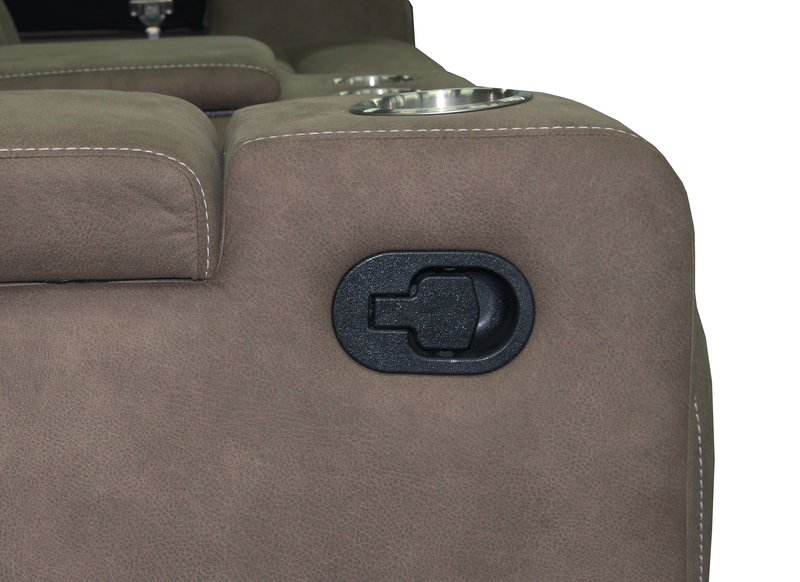 Sofa inclinable Venture de 83,5 po en suédine avec rangement, porte-gobelets et port USB - chocolat