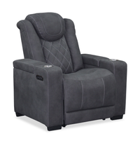  Fauteuil à inclinaison électrique Venture de 35,83 po en suédine avec appuie-têtes électriques, porte-gobelets et port USB - gris