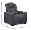 Venture 35.83” Faux Suede Power Reclining Chair with Power Headrests, Cupholders, and USB Port - Grey | Fauteuil à inclinaison électrique Venture de 35,83 po en suédine avec appuie-têtes électriques, porte-gobelets et port USB - gris