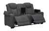 Venture 70.08” Faux Suede Power Reclining Loveseat with Power Headrests, Cupholders, and USB Port - Grey | Causeuse à inclinaison électrique Venture de 70,08 po en suédine avec appuie-têtes électriques, porte-gobelets et port USB - grise