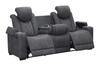 Venture 83.5” Faux Suede Power Reclining Sofa with Power Headrests, Cupholders, and USB Port - Grey | Sofa à inclinaison électrique Venture de 83,5 po en suédine avec appuie-têtes électriques, porte-gobelets et port USB - gris