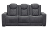 Venture 83.5” Faux Suede Power Reclining Sofa with Power Headrests, Cupholders, and USB Port - Grey | Sofa à inclinaison électrique Venture de 83,5 po en suédine avec appuie-têtes électriques, porte-gobelets et port USB - gris
