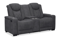 Causeuse inclinable Venture de 70,08 po en suédine avec rangement et porte-gobelets - grise