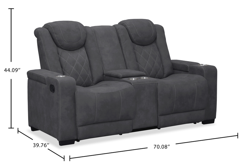 Causeuse inclinable Venture de 70,08 po en suédine avec rangement et porte-gobelets - grise