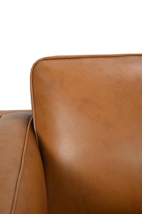 Causeuse Viero de 64,2 po en cuir véritable - caramel  