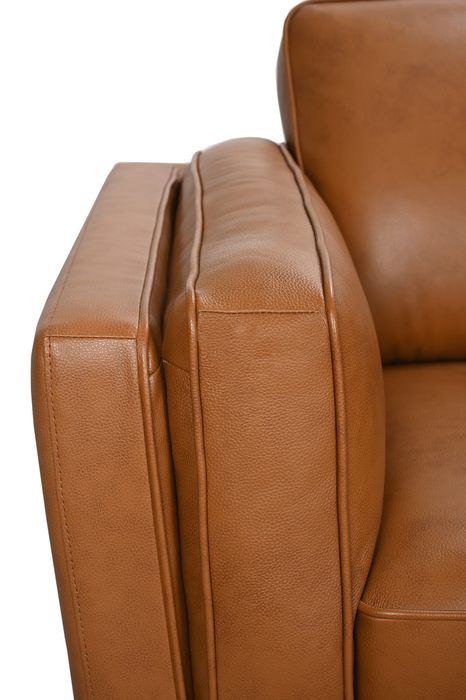 Causeuse Viero de 64,2 po en cuir véritable - caramel  