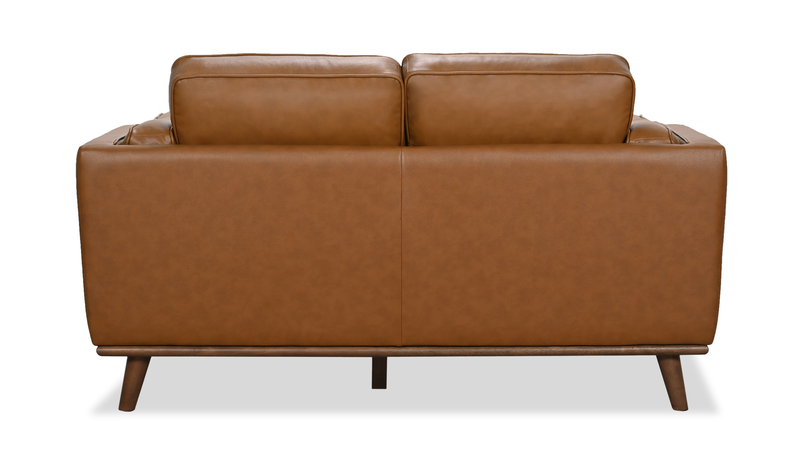 Causeuse Viero de 64,2 po en cuir véritable - caramel  