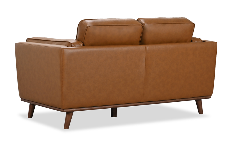 Causeuse Viero de 64,2 po en cuir véritable - caramel  