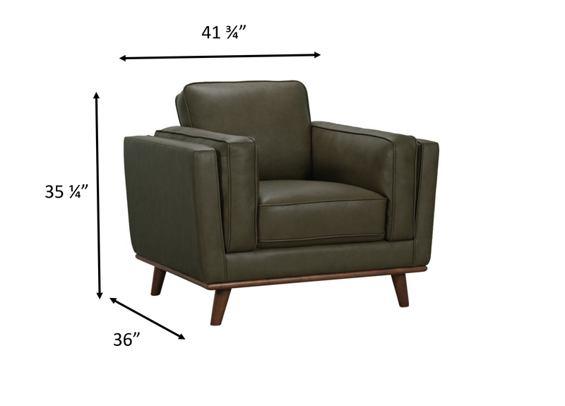 Fauteuil d’appoint Viero de 42,1 po en cuir véritable - vert  