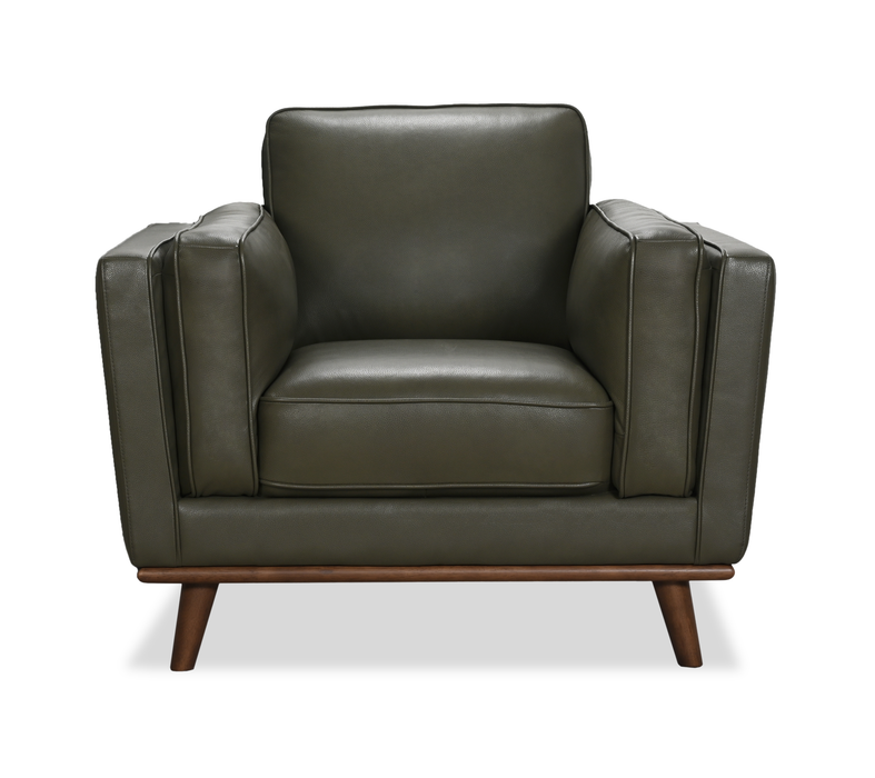 Fauteuil d’appoint Viero de 42,1 po en cuir véritable - vert  