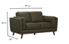 Viero 64.2" Genuine Leather Loveseat - Green   | Causeuse Viero de 64,2 po en cuir véritable - verte