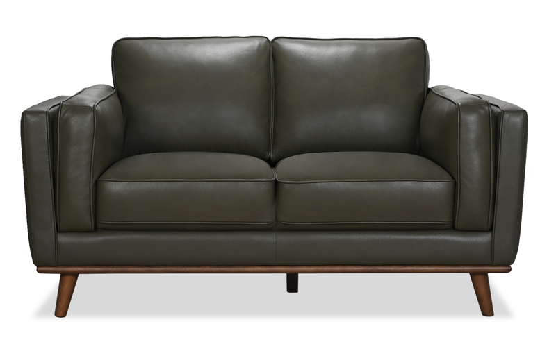 Causeuse Viero de 64,2 po en cuir véritable - verte  