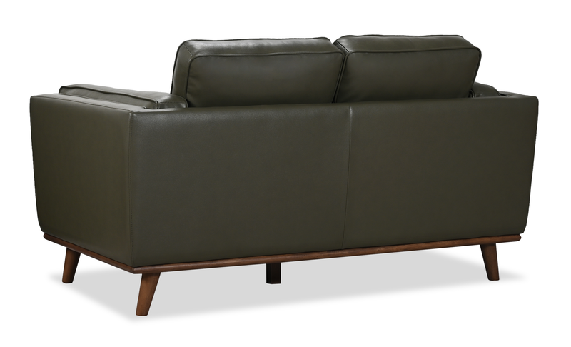 Causeuse Viero de 64,2 po en cuir véritable - verte  