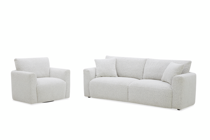 Fauteuil pivotant contemporain Waverly de 40,55 po en tissu avec coussin de dossier amovible - lin