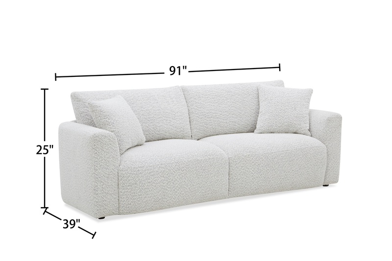 Sofa contemporain Waverly de 90,94 po en tissu avec coussin de dossier amovible - lin