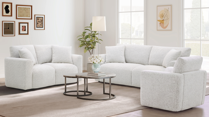 Sofa contemporain Waverly de 90,94 po en tissu avec coussin de dossier amovible - lin