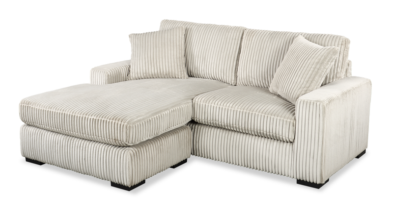 Sofa sectionnel Willow 2 pièces en tissu avec coussins amovibles et pouf de fauteuil long - sable