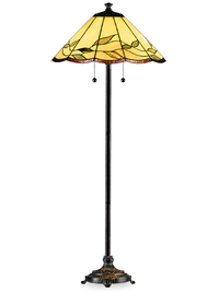 Lampe à pied de style Tiffany Fallhouse de Wisteria de 18 po avec abat-jour ambré - bronze antique
