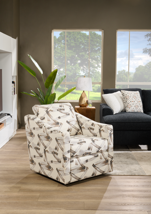 Fauteuil d’appoint pivotant personnalisable de Sofa Lab de 32 po fabriqué au Canada en tissu - tissu décoratif Stormy