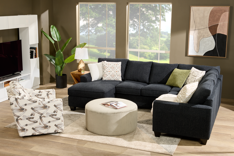 Fauteuil d’appoint pivotant personnalisable de Sofa Lab de 32 po fabriqué au Canada en tissu - tissu décoratif Stormy