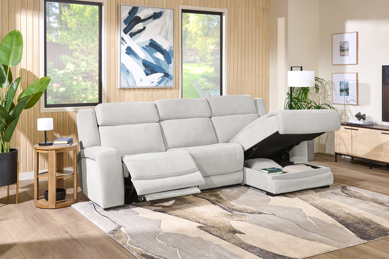 Sofa sectionnel de droite à inclinaison électrique Legacy de Shaquille O’Neal Home 3 pièces avec confort Shaq-o-pedic - gris 