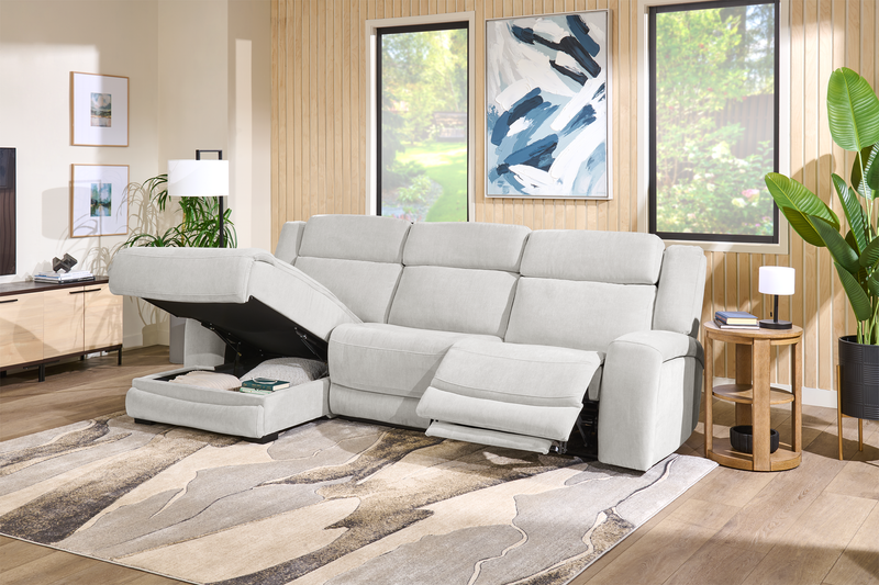 Sofa sectionnel de gauche à inclinaison électrique Legacy de Shaquille O’Neal Home 3 pièces avec confort Shaq-o-pedic - gris 