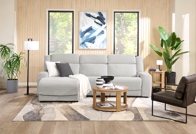 Sofa sectionnel de gauche à inclinaison électrique Legacy de Shaquille O’Neal Home 3 pièces avec confort Shaq-o-pedic - gris 