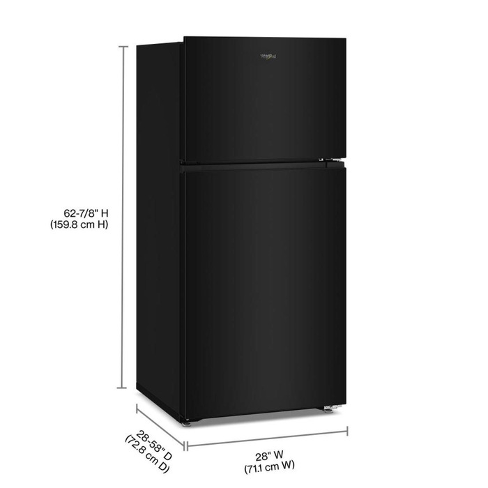 Réfrigérateur Whirlpool large de 14 pi3 et de 28 po à congélateur supérieur - noir - WRTX3314TB
