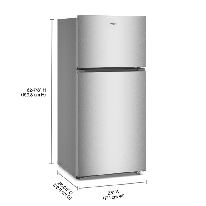 Réfrigérateur Whirlpool large de 14 pi3 et de 28 po à congélateur supérieur - acier inoxydable - WRTX3314TZ