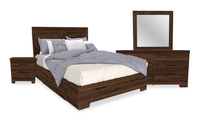  Ensemble de chambre à coucher Yorkdale 6 pièces avec lit de rangement à 6 tiroirs, commode, miroir et table de nuit, brun noyer - format grand lit