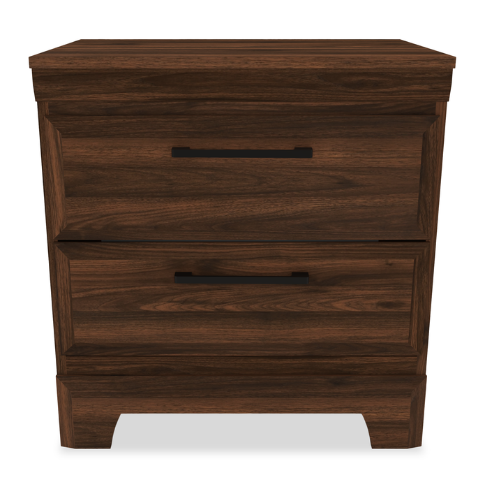 Ensemble de chambre à coucher Yorkdale 6 pièces avec lit de rangement à 6 tiroirs, commode, miroir et table de nuit, brun noyer - format grand lit