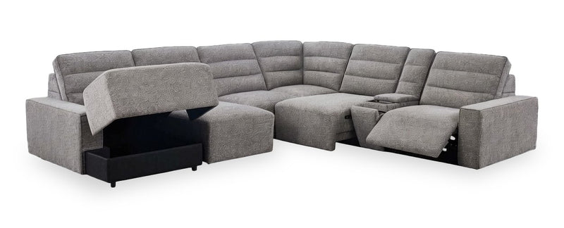 Sofa sectionnel de gauche Prestige de Shaquille O’Neal Home 7 pièces avec inclinaison et coulissement électrique - gris