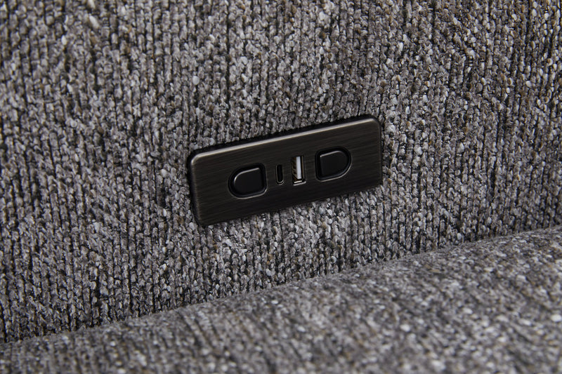 Sofa sectionnel de gauche Prestige de Shaquille O’Neal Home 7 pièces avec inclinaison et coulissement électrique - gris