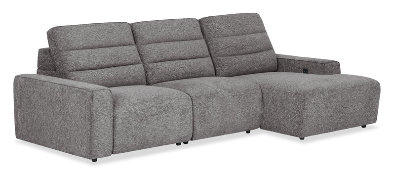 Sofa sectionnel de droite Prestige de Shaquille O’Neal Home 3 pièces avec inclinaison électrique - gris