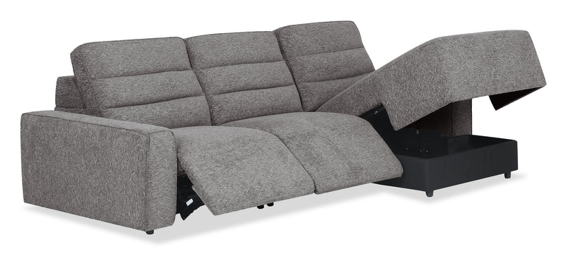 Sofa sectionnel de droite Prestige de Shaquille O’Neal Home 3 pièces avec inclinaison électrique - gris
