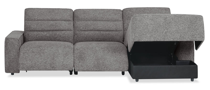 Sofa sectionnel de droite Prestige de Shaquille O’Neal Home 3 pièces avec inclinaison électrique - gris