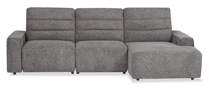Sofa sectionnel de droite Prestige de Shaquille O’Neal Home 3 pièces avec inclinaison électrique - gris