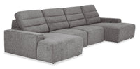 Sofa sectionnel Prestige de Shaquille O’Neal Home 4 pièces avec coulissement électrique et fauteuil long de rangement - gris
