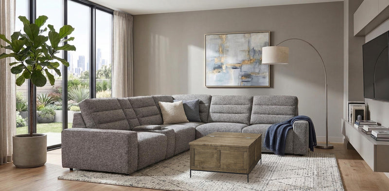 Sofa sectionnel Prestige de Shaquille O’Neal Home 6 pièces avec inclinaison électrique - gris