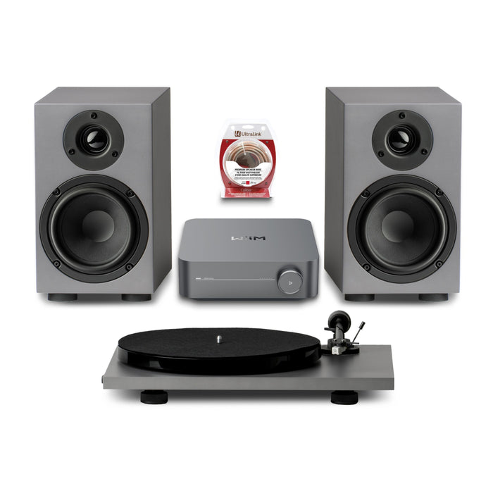 Ensemble tourne-disque Pro-Ject E1 Phono SE, haut-parleurs, amplificateur WiiM et câble Ultralink - PJ97286718