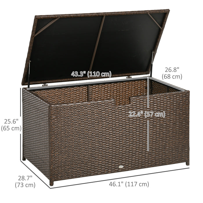 Outsunny Coffre De Terrasse, Poignee, Doublure Interieure Etanche, Marron