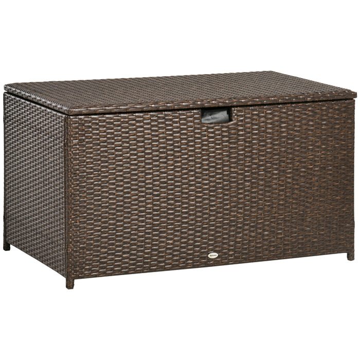Outsunny Coffre De Terrasse, Poignee, Doublure Interieure Etanche, Marron