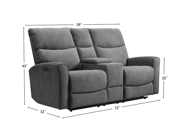 Causeuse à inclinaison électrique Quest de 73 po en tissu de chenille - gris