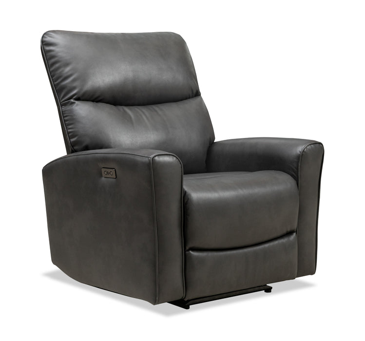 Fauteuil à inclinaison électrique Quest de 36,5 po en cuir contrecollé - gris