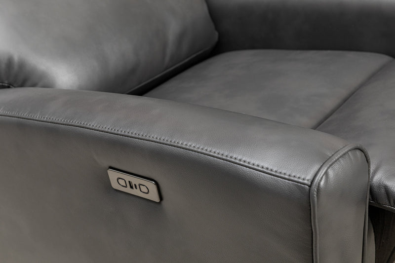 Fauteuil à inclinaison électrique Quest de 36,5 po en cuir contrecollé - gris