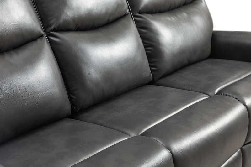 Sofa à inclinaison électrique Quest de 82,5 po en cuir contrecollé - gris