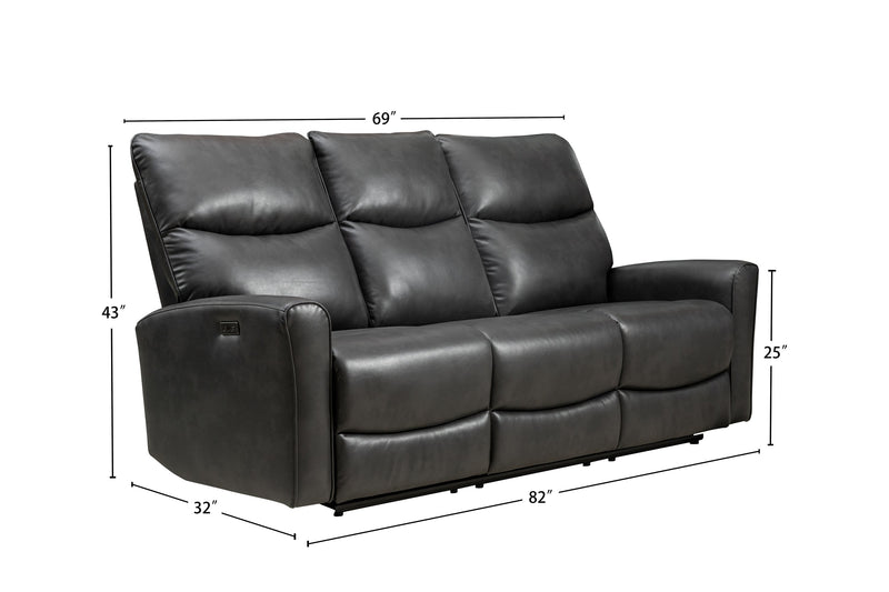 Sofa à inclinaison électrique Quest de 82,5 po en cuir contrecollé - gris