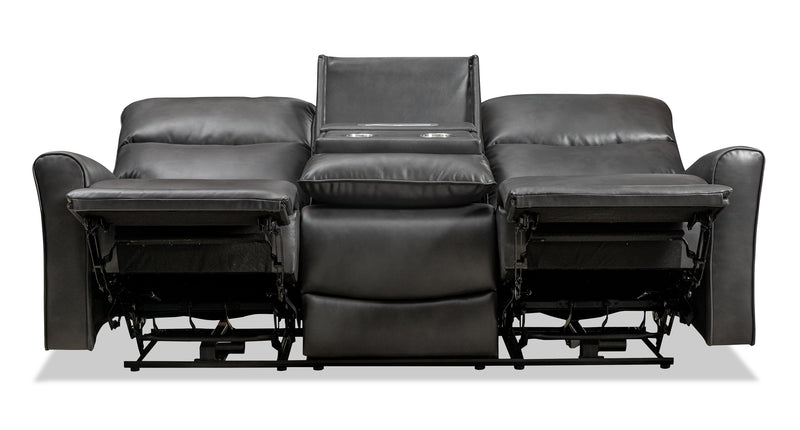 Sofa à inclinaison électrique Quest de 82,5 po en cuir contrecollé - gris