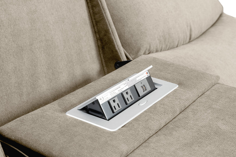 Sofa à inclinaison électrique Quest de 82,5 po en tissu de chenille- pavé